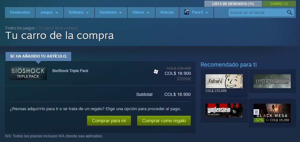 Comprar Juegos Steam con la Tarjeta e-Prepago Bancolombia Parte 2